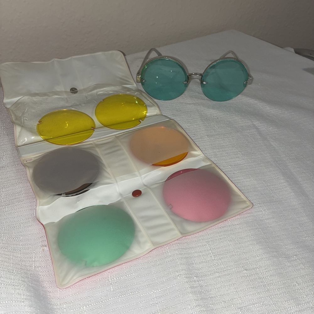 Vintage 60s/70's Plastic Retro Sunglasses Interchangeable Switchable Lense Italy